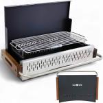 GasOne XL Portable Charcoal Grill – 24.5 x 18.5-inch Foldable Barbecue Grill Briefcase with Lid – Lightweight and Compact Charcoal Smoker for Camping, Garden, Beach, Backyard – No Assembly