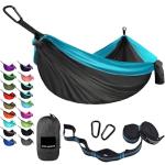 Gold Armour Camping Hammock - Portable Hammock Single Hammock Camping Accessories Gear for Outdoor Indoor Adult Kids, USA Based Brand (Gray & Blue)