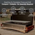 GasOne XL Portable Charcoal Grill – 24.5 x 18.5-inch Foldable Barbecue Grill Briefcase with Lid – Lightweight and Compact Charcoal Smoker for Camping, Garden, Beach, Backyard – No Assembly