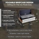 GasOne XL Portable Charcoal Grill – 24.5 x 18.5-inch Foldable Barbecue Grill Briefcase with Lid – Lightweight and Compact Charcoal Smoker for Camping, Garden, Beach, Backyard – No Assembly