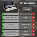 GasOne XL Portable Charcoal Grill – 24.5 x 18.5-inch Foldable Barbecue Grill Briefcase with Lid – Lightweight and Compact Charcoal Smoker for Camping, Garden, Beach, Backyard – No Assembly