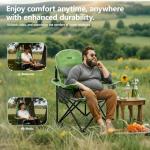 XMT Extra Wide Armrests Portable Folding Chair with Cup Holder Cooler Bag Heavy Duty 600D Oxford Fabric Supports 450lbs Compact Foldable Camping Chair for Outdoor Beach Picnic Sports