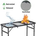 GARLLEN Folding Grill Table, 3 Adjustable Height Portable Picnic Table with Heat-Resistant Mesh Desktop, Lightweight Aluminum Camping Table for Outdoor, BBQ, Camping, 34.2" L x 15.7" W, Black