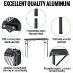 GARLLEN Folding Grill Table, 3 Adjustable Height Portable Picnic Table with Heat-Resistant Mesh Desktop, Lightweight Aluminum Camping Table for Outdoor, BBQ, Camping, 34.2" L x 15.7" W, Black