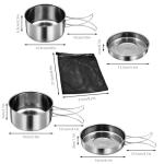 18/8 Stainless Steel Camping Cook Pot Set of 4 pcs, Camping Messware Kit, Camping Cooking Set, Backpacking Camping Cookware, Picnic Camping Cooking Mess Kit