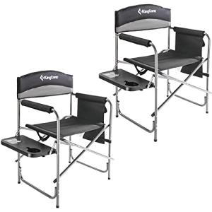KingCamp 2-Pack Directors Camping Chair with Padded Folding Portable Seats, Black