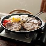 TECHEF - Stovetop Korean BBQ Non-Stick Grill Pan with Agni Portable Gas Stove Burner, Made in Korea (Set w/BBQ Scissors)