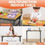 FUNYKICH 3ft Camping Folding Table with 3 Adjustable Height, Portable Picnic Tables, 34.2'' Lx15.7'' W Lightweight Aluminum Outdoor Table with Carry Handle for Camping, Picnic, Backyard, BBQ-Black