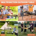 FUNYKICH 3ft Camping Folding Table with 3 Adjustable Height, Portable Picnic Tables, 34.2'' Lx15.7'' W Lightweight Aluminum Outdoor Table with Carry Handle for Camping, Picnic, Backyard, BBQ-Black