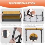 FUNYKICH 3ft Camping Folding Table with 3 Adjustable Height, Portable Picnic Tables, 34.2'' Lx15.7'' W Lightweight Aluminum Outdoor Table with Carry Handle for Camping, Picnic, Backyard, BBQ-Black