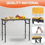 FUNYKICH 3ft Camping Folding Table with 3 Adjustable Height, Portable Picnic Tables, 34.2'' Lx15.7'' W Lightweight Aluminum Outdoor Table with Carry Handle for Camping, Picnic, Backyard, BBQ-Black