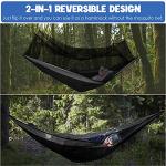 Gold Armour Camping Hammock - Camping Essentials, Double Hammock with Bug Net, Camping Gear Hammock for Outside, Hiking, and Travel (Black & Gray)