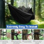 Gold Armour Camping Hammock - Camping Essentials, Double Hammock with Bug Net, Camping Gear Hammock for Outside, Hiking, and Travel (Black & Gray)