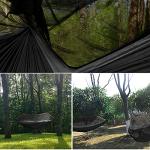 Gold Armour Camping Hammock - Camping Essentials, Double Hammock with Bug Net, Camping Gear Hammock for Outside, Hiking, and Travel (Black & Gray)