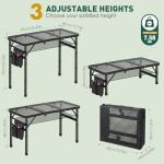 DeeprBetter Folding Camping Table, 3ft Camping Table Aluminum Folding Table with 3 Adjustable Height Max 27.5 Inch Picnic Table Portable Table for Outdoor Backyard BBQ, Beach