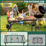 DeeprBetter Folding Camping Table, 3ft Camping Table Aluminum Folding Table with 3 Adjustable Height Max 27.5 Inch Picnic Table Portable Table for Outdoor Backyard BBQ, Beach