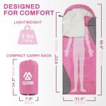 Elevon Sleeping Bag for Adults Teens Kids Cold Warm Weather, Portable Waterproof & Lightweight, Pink