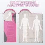 Elevon Sleeping Bag for Adults Teens Kids Cold Warm Weather, Portable Waterproof & Lightweight, Pink