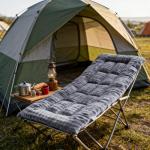 Wamsound Thick Camping Sleeping Pad - Faux Rabbit Fur Ultra Soft & Non-Slip Sleeping Mat with Portable Roll up Camping Cot Pad for Travel Car Tent Guest Bed (75" x 28", Dark Grey)