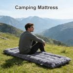 Wamsound Thick Camping Sleeping Pad - Faux Rabbit Fur Ultra Soft & Non-Slip Sleeping Mat with Portable Roll up Camping Cot Pad for Travel Car Tent Guest Bed (75" x 28", Dark Grey)