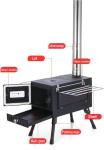 Wood Burning Stove, Portable Tent Stove for Heating, Compact,Outdoor,Courtyard,Camping,Winter,BBQ,Camp Cooking,Touring,Ice Fishing, Hunting,Include Chimney Pipes/Storage Bag(Steel)
