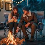 Huskfirm Heated Camping Chair Extra Wide Heated Chair Heavy Duty Heated Camp Chair Supports 450 lbs Heated Lawn Chairs for Adults with Cup Holder, Cooler, Side Pocket (Power Bank not Included)