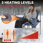 Huskfirm Heated Camping Chair Extra Wide Heated Chair Heavy Duty Heated Camp Chair Supports 450 lbs Heated Lawn Chairs for Adults with Cup Holder, Cooler, Side Pocket (Power Bank not Included)
