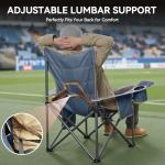 Huskfirm Heated Camping Chair Extra Wide Heated Chair Heavy Duty Heated Camp Chair Supports 450 lbs Heated Lawn Chairs for Adults with Cup Holder, Cooler, Side Pocket (Power Bank not Included)