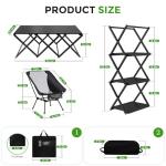 Hsundries 2 in 1 Aluminum Folding Camping Table with Camping Chair,3-Tier Heavy Duty Storage Racks Portable Camping Set, Lightweight Carry Table and Chair for Outdoor Hiking