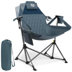 TIMBER RIDGE Hammock Camping Chair, Oversized Swinging Hammock Chair with Adjustable Back and Seat for Outdoor Lawn, Sports, Supports 400lbs, Blue