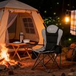 Camping Chairs for Adults, Heavy Duty Camping Chairs 2 Pack, Folding Chairs for Outside, Support 380 LBS, Portable Travel Outdoor Camp Chair with Cup Holder & Cooler Bag, Sports Chairs for Baseball