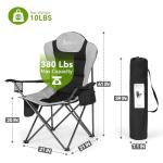 Camping Chairs for Adults, Heavy Duty Camping Chairs 2 Pack, Folding Chairs for Outside, Support 380 LBS, Portable Travel Outdoor Camp Chair with Cup Holder & Cooler Bag, Sports Chairs for Baseball