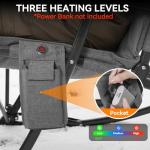 Heated Oversized Rocking Camping Chair Folding Heated Rocking Chair with High Back Padded Outdoor Rocking Chair Heavy Duty Rocker Chair for Camping, Lawn and Patio, Supports Up to 400 lbs, Grey