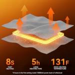 Heated Oversized Rocking Camping Chair Folding Heated Rocking Chair with High Back Padded Outdoor Rocking Chair Heavy Duty Rocker Chair for Camping, Lawn and Patio, Supports Up to 400 lbs, Grey