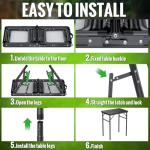 GARLLEN 2ft Folding Camping Table, 3 Adjustable Height Lightweight Folded Picnic Table, Portable Aluminum Grill Table for Camping, BBQ, Outdoor, 22.8" L x 15.7" W, Black