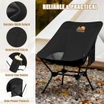 TUIKEN Ultralight Camping Chair Backpacking Chair, Portable Camp Chair with Cup Holder & Storage Bag, Lightweight Compact Folding Chair for Hiking, Travel, Picnic Mountaineering (Black)