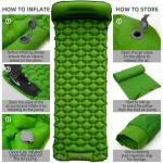 Inflatable Sleeping Pad with Pillow for Camping-Built in Foot Pump Fast Inflation-Ultralight Upgraded Durable Compact Sleeping Mat Moisture Proof Air Mattress for Backpacking,Hiking,Travel,Tent