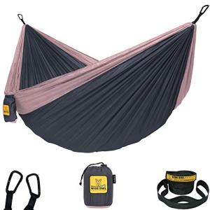 Wise Owl Outfitters Hammock for Camping Single Hammocks Gear for The Outdoors Backpacking Survival or Travel - Portable Lightweight Parachute Nylon SO Charcoal Rose