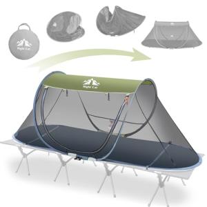 Night Cat Pop-up Mosquito Tent: 1 Person Camping Tent with Bug Screen Net Adults Fits with Camping Cot (Excluded)