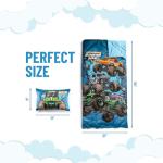 Jay Franco Kids Slumber Bag and Pillow - 54 x 27 Inch Comfy Indoor Sleeping Bag for School and Sleepovers, 2 Piece Set, Blue - Monster Jam