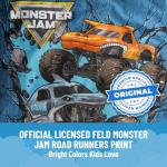 Jay Franco Kids Slumber Bag and Pillow - 54 x 27 Inch Comfy Indoor Sleeping Bag for School and Sleepovers, 2 Piece Set, Blue - Monster Jam