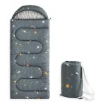 Wake In Cloud - Kids Sleeping Bag for Boys Toddlers, Camping in Warm Cold Weather, Backpacking Lightweight Compact Outdoor Liner for 3 Seasons, Galaxy Space, Gray
