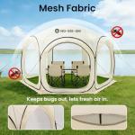 10x10FT Outdoor Mesh Gazebo, UPF50 UV & Waterproof Screen Tent with Full Bug Net, Portable Easy-Assemble Shelter for Patio Camping Picnic, Khaki