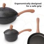 DEORS Bionic Turtle Design Nonstick Cookware Set (7 Pcs)- Wok, Fry Pan, Sauce Pan & Dutch Oven with 3 Lids, Non Toxic,PFAS & PFOA Free, Compatible with All Stovetops, Durable Cookware for Home Cooking