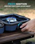 Gonex Camping Stove with 2 Burner Griddle & Grates, Portable Foldable Cooking Stove with Total 16,000 BTU, Two Piezo Ignition Adjustable Burners for Camping (Blue)