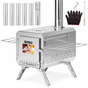YRenZ Stainless Steel Tent Stove, Portable Wood Stove with Heat-Resistant 1.5mm Body, Dual-Layer Insulated Panels and Enhanced Airflow for Hot Tent Camping