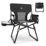 JKLESA Heavy-Duty Camping Director’s Chair with Side Table, 400lb Capacity, 600D Oxford, Quick Setup, Smart Storage & Ergonomic Comfort, Durable Steel Frame for Camping, BBQs & Sports Events Gray