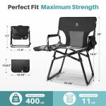 JKLESA Heavy-Duty Camping Director’s Chair with Side Table, 400lb Capacity, 600D Oxford, Quick Setup, Smart Storage & Ergonomic Comfort, Durable Steel Frame for Camping, BBQs & Sports Events Gray