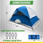 4 Person Camping Tent with Rainfly and Carrying Bag - Easy Pop Up Family Tents for Camping Essentials, Beach, Hiking, Backpacking, Mountaineering and Camp Travel by Wakeman Outdoors (Blue)