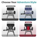 JKLESA Heavy-Duty Camping Director’s Chair with Side Table, 400lb Capacity, 600D Oxford, Quick Setup, Smart Storage & Ergonomic Comfort, Durable Steel Frame for Camping, BBQs & Sports Events Gray